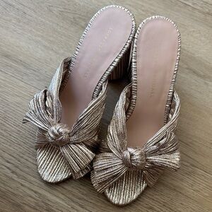 LOEFFLER RANDALL Penny Knotted Lame Sandal in Champagne